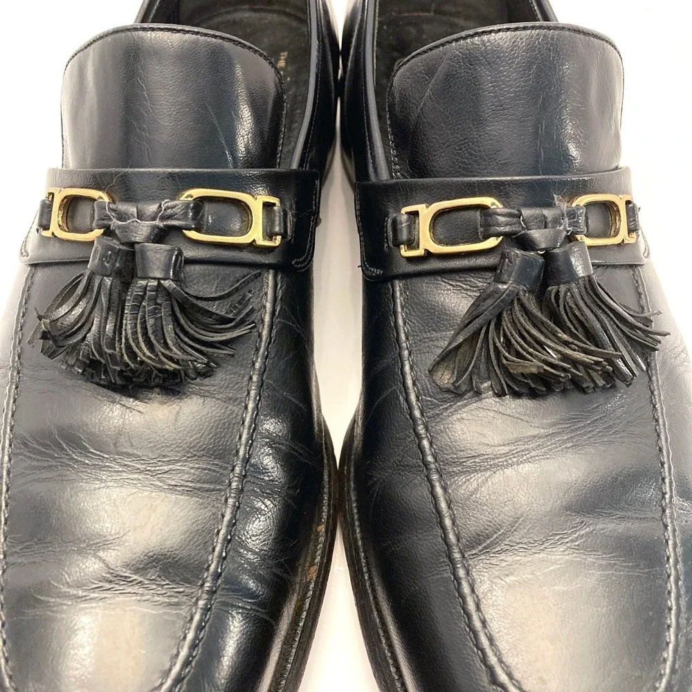 Vtg Florsheim Imperial Tassel Loafers Mens 12 B 92162 Black‎ Leather 80s